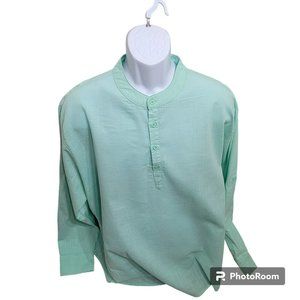 Coof Andy Tunic Shirt, Men 3XL, Mint Green,Cotton, Long Sleeve, Lightweight, EUC
